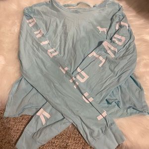 PINK light blue long sleeve shirt Size L